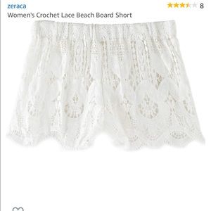 COPY - Zeraca white lace cover up swim shorts. NWT